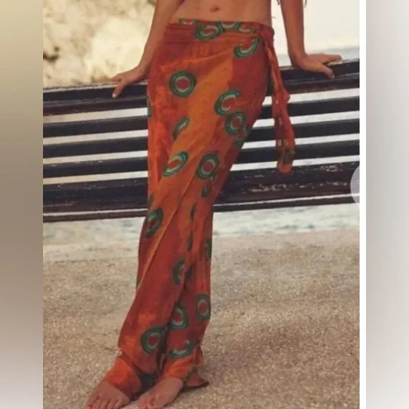 ZARA semi sheer multicoloured pareo pants size small - Picture 4 of 10